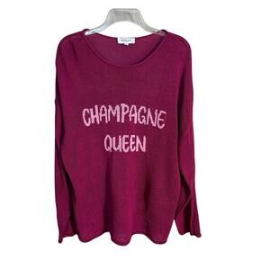 Gilli Champagne Queen Vacation Beach Bachelorette Bride Sweater Pink Large
